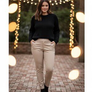 Chico's Ponte Ankle Pants Slacks Slimming Taupe Beige Size 1.5 (US M/10)